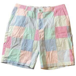 Vineyard Vines Mens Multicolor Patchwork Whales Chino Mid Rise Shorts Size 34